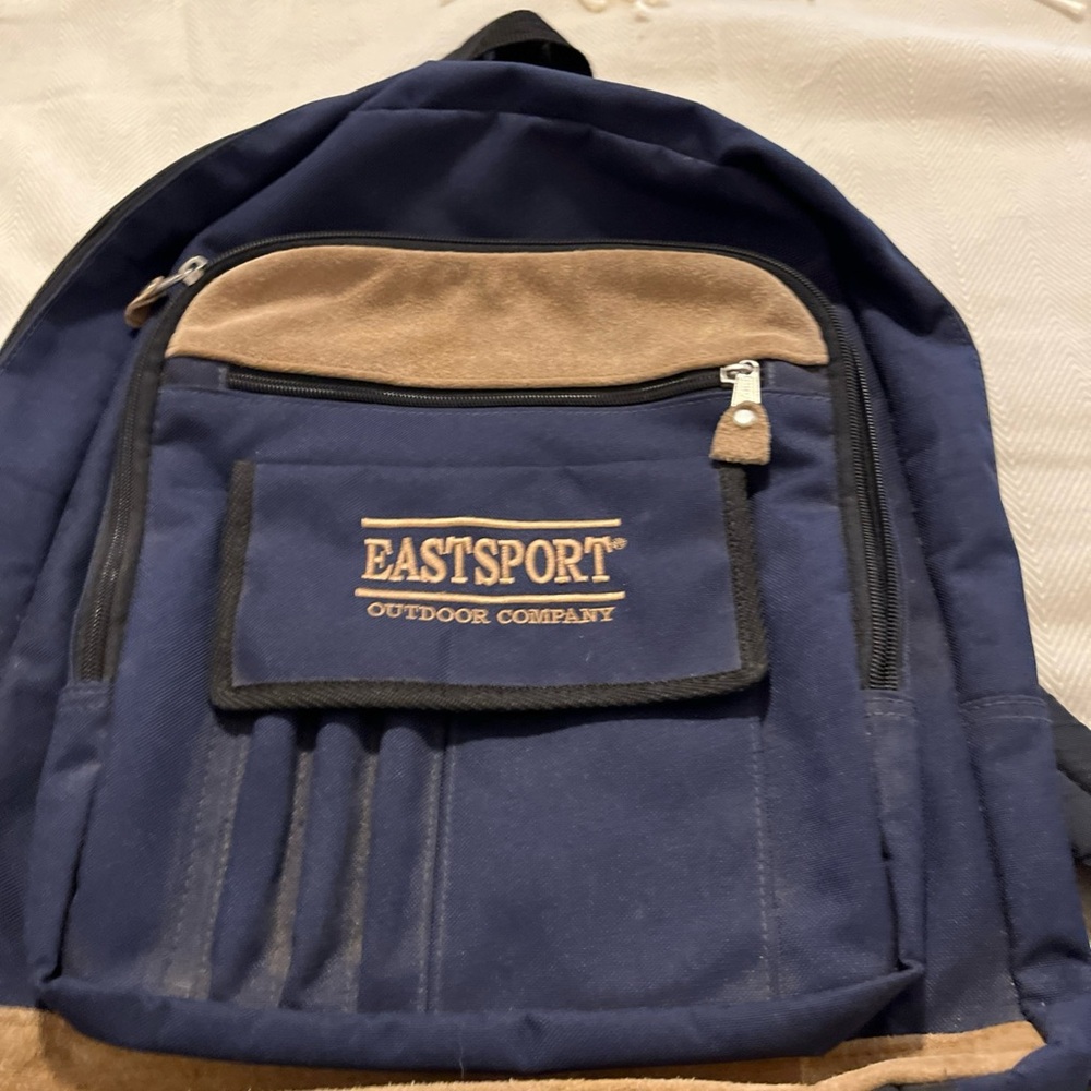 Vintage Eastport Outdoor Company Backpack Navy Blue /tan